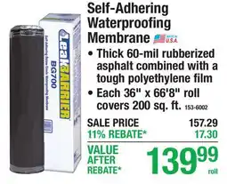 Menards Self-Adhering Waterproofing Membrane offer