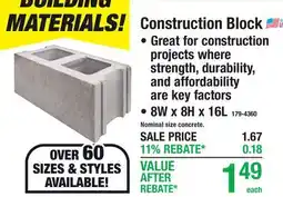 Menards Foundation Construction Block offer