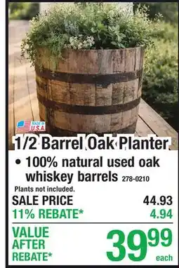 Menards 1/2 Barrel Oak Planter offer