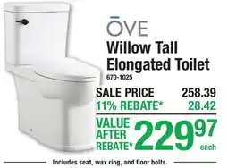 Menards OVE Willow Tall Elongated Toilet offer