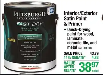 Menards Interior/Exterior Satin Paint & Primer offer