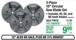 Menards 3-Piece 10 Circular Saw Blade Set offer