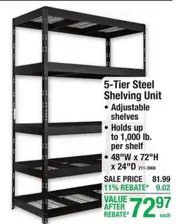 Menards 5-Tier Steel Shelving Unit offer