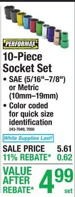 Menards 10-Piece Socket Set offer