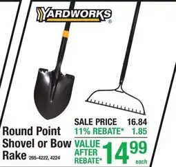 Menards Round Point Shovel or Bow Rake offer