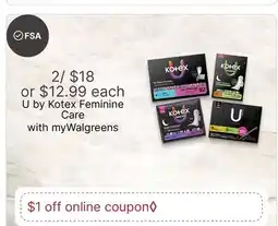 Walgreens U by Kotex Feminine Care offer