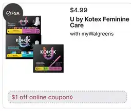 Walgreens U by Kotex Feminine Care offer