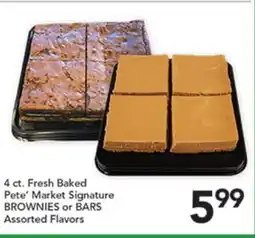 Pete's Fresh Market 4 ct. Fresh Baked Pete' Market Signature BROWNIES or BARS offer