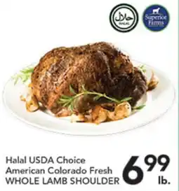 Pete's Fresh Market Halal USDA Choice American Colorado Fresh WHOLE LAMB SHOULD offer