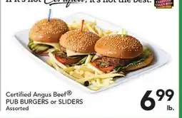 Pete's Fresh Market Certified Angus Beef PUB BURGERS or SLIDERS offer