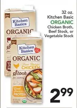 Pete's Fresh Market 32 oz. Kitchen Basic ORGANIC Chicken Broth, Beef Stock, or Vegetable Stock offer