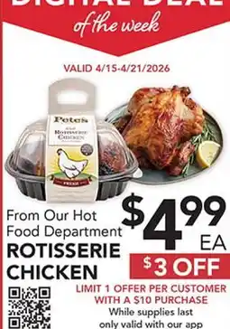 Pete's Fresh Market PETE'S HOT ROTISSERIE CHICKEN offer