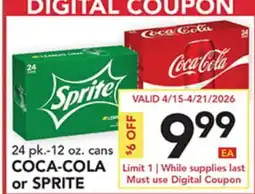 Pete's Fresh Market 24 pk.-12 oz. cans COCA-COLA or SPRITE offer