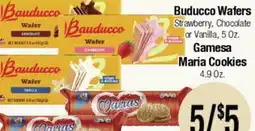 Big Saver Foods Bauducco Wafers Strawberry, Chocolate or Vanilla, 5 Oz. Gamesa Maria Cookies 4.9 Oz offer