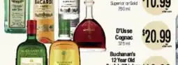 Big Saver Foods D'Usse Cognac, Buchanan's 12 Year Old Superior or Gold offer