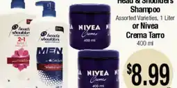 Big Saver Foods Head & Shoulders Shampoo Assorted Varieties, 1 Liter or Nivea Crema Tarro 400 ml offer