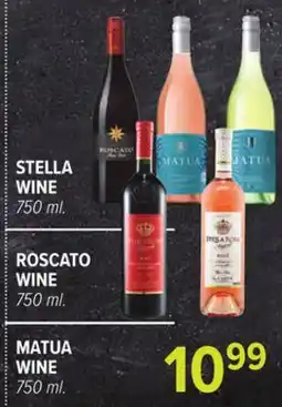 Cermak Fresh Market STELLA WINE 750 ml. ROSCATO WINE 750 ml. MATUA WINE 750 ml offer