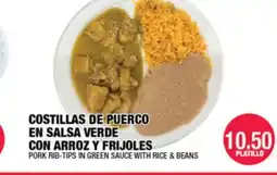 Carnicerias Jimenez PORK RIB-TIPS IN GREEN SAUCE WITH RICE & BEANS offer