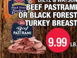 Carnicerias Jimenez DIETZ & WATSON BEEF PASTRAMI OR BLACK FOREST TURKEY BREAST offer