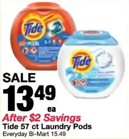 Bi-Mart Tide 57 ct Laundry Pods offer