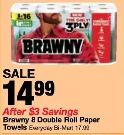 Bi-Mart Brawny 8 Double Roll Paper Towels offer