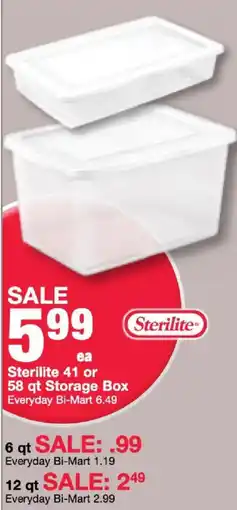 Bi-Mart Sterilite 58 qt Storage Box offer