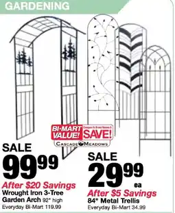 Bi-Mart Wrought iron 3-tree garden arch offer