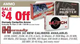 Bi-Mart Hornady Centerfire Ammo offer