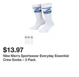 Dick's Sporting Goods Nike Men's Sportswear Everyday Essential Crew Socks – offer
