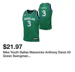 Dick's Sporting Goods Nike Youth Dallas Mavericks Anthony Davis #3 Green Swingman Hardwood Classics Jersey offer