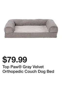 Petsmart Top Paw Gray Velvet Orthopedic Couch Dog Bed offer