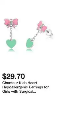 Kohl's Chanteur Kids Heart Hypoallergenic Earrings for Girls with Surgical Titanium Screwbacks offer