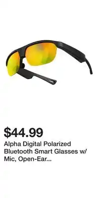 Kohl's Alpha Digital Polarized Bluetooth Smart Glasses w/ Mic, Open-Ear Audio, IP65 & 5-Hr Battery offer