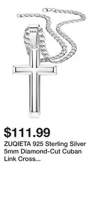 Kohl's ZUQIETA 925 Sterling Silver 5mm Diamond-Cut Cuban Link Cross Necklace, 22 offer