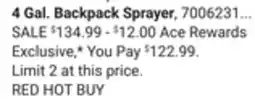 Ace Hardware Ortho 4 Gal. Backpack Sprayer offer
