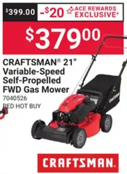 Ace Hardware CRAFTSMAN 21 Variable-Speed Self-Propelled FWD Gas Mower offer