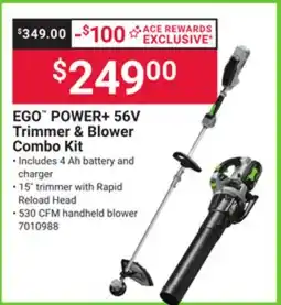 Ace Hardware EGO POWER + 56V Trimmer & Blower Combo Kit offer