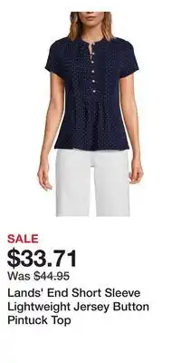 Nordstrom Lands' End Short Sleeve Lightweight Jersey Button Pintuck Top offer