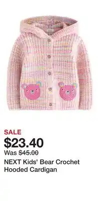 Nordstrom NEXT Kids' Bear Crochet Hooded Cardigan offer