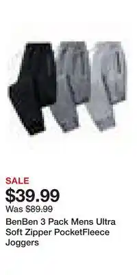 Nordstrom BenBen 3 Pack Mens Ultra Soft Zipper PocketFleece Joggers offer