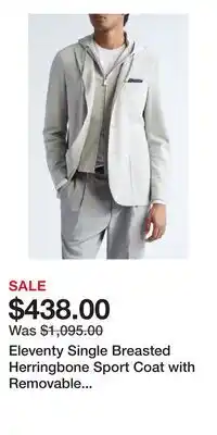 Nordstrom Eleventy Single Breasted Herringbone Sport Coat with Removable Hooded Bib offer