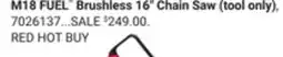 Ace Hardware M18 FUEL Brushless 16 Chain Saw offer