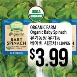 Hmart ORGANIC FARM Organic Baby Spinach offer