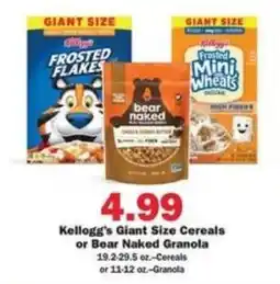 Schnucks Kellogg's Giant Size Cereals or Bear Naked Granola offer