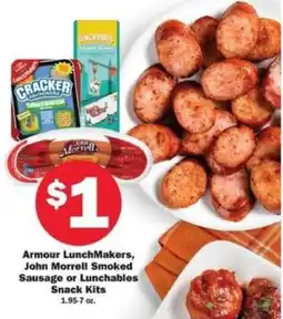 Schnucks Armour lunchmakers, john morrell smoked sausage or lunchables snack kits offer