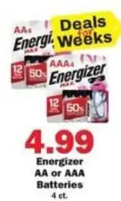 Schnucks Energizer AA or AAA Batteries offer