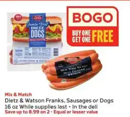 Winn Dixie Dietz & Watson Franks, Sausages or Dogs offer