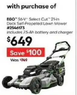 Lowe's EGO select cut deck self-propelled lawn mower offer