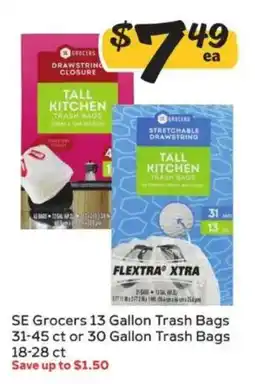 Winn Dixie Se grocers 13 gallon trash bags or 30 gallon trash bags offer