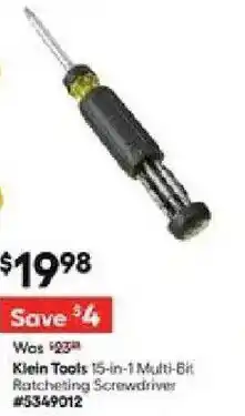 Lowe's Klein Tools 15-in-1 Multi-Bit Ratcheting Screwdriver offer